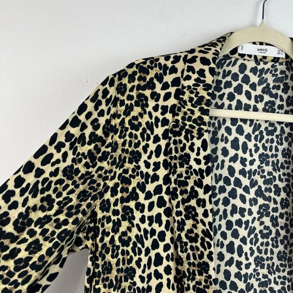 MNG Casual Leopard Print Open Front Jacket Womens S Oversized Lagenlook Mobwife - Picture 3 of 10